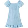 Tween Girls Textured Twist-Front Puff Sleeve Dress, Blue Twist - Dresses - 2