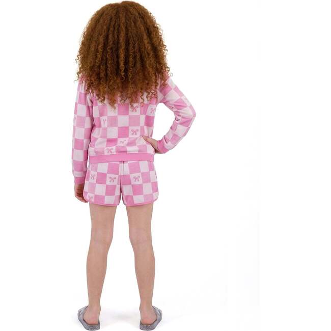 Tween Girls Terry Pull-Over & Short Set, Checkered Bow - Mixed Apparel Set - 3
