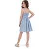 Tween Girls Floral Printed Dress W. Back Cutout, Blue Floral - Dresses - 3