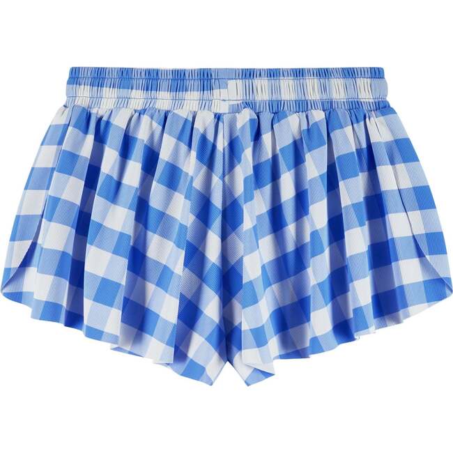Tween Girls Athletic Short, Blue Gingham - Shorts - 4