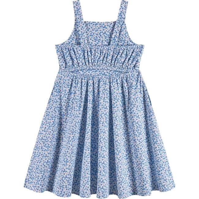 Tween Girls Floral Printed Dress W. Back Cutout, Blue Floral - Dresses - 5