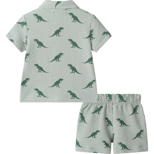 Infant Boys Short Sleeve Cabana Set, Green Stripe Dino