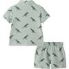 Infant Boys Short Sleeve Cabana Set, Green Stripe Dino - Mixed Apparel Set - 2 - thumbnail