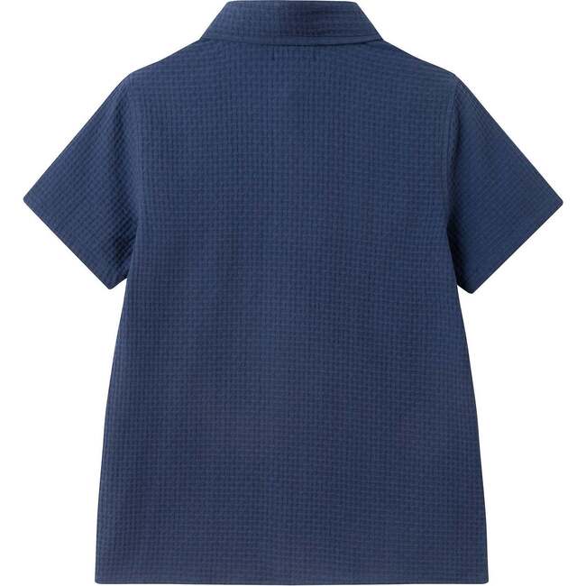 Tween Boys Basket Weave Buttondown Shirt, Navy - Button Downs - 5