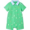Infant Boys Printed Polo Romper, Bunny & Carrot - Rompers - 1 - thumbnail