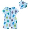 Infant Boys Henley Romper & Bib Set, Blue Ice-Pops - Mixed Apparel Set - 1 - thumbnail