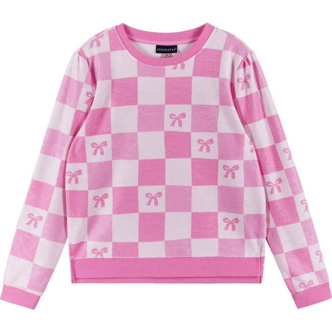 Tween Girls Terry Pull-Over & Short Set, Checkered Bow - Mixed Apparel Set - 6