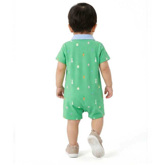 Infant Boys Printed Polo Romper, Bunny & Carrot - Rompers - 3