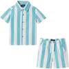 Infant Boys Airy Oxford Set, Green Stripe - Mixed Apparel Set - 1 - thumbnail
