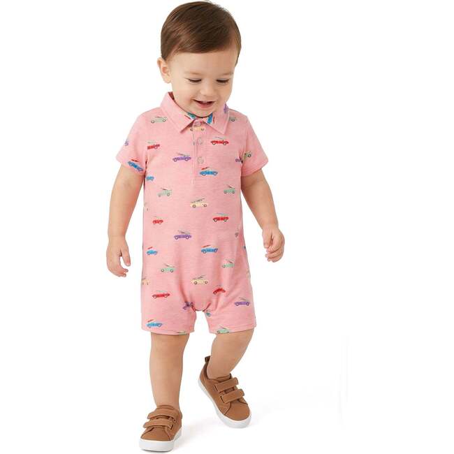 Infant Boys Polo Romper, Coral Cars - Rompers - 4