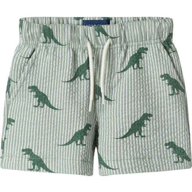 Infant Boys Short Sleeve Cabana Set, Green Stripe Dino - Mixed Apparel Set - 5