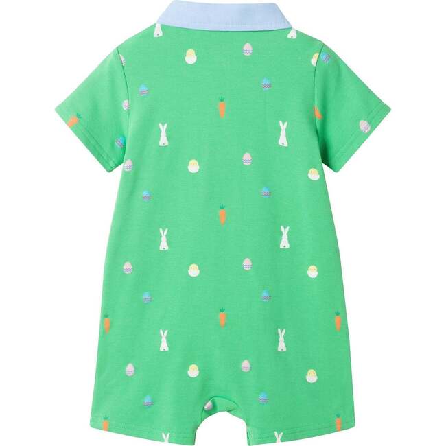 Infant Boys Printed Polo Romper, Bunny & Carrot - Rompers - 5