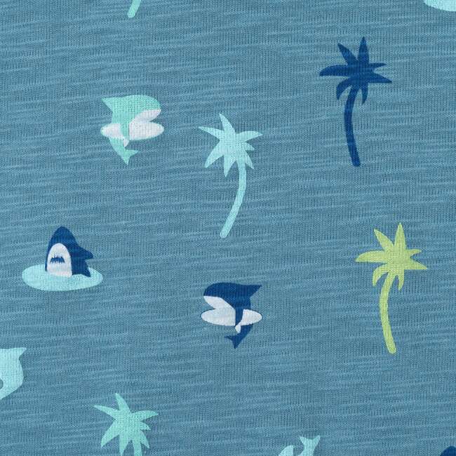 Infant Boys Blue Printed Baby Polo Romper, Blue Palm