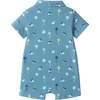 Infant Boys Blue Printed Baby Polo Romper, Blue Palm - Rompers - 3 - thumbnail