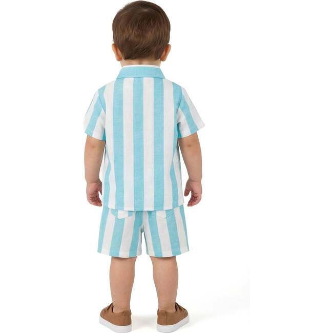 Infant Boys Airy Oxford Set, Green Stripe - Mixed Apparel Set - 4