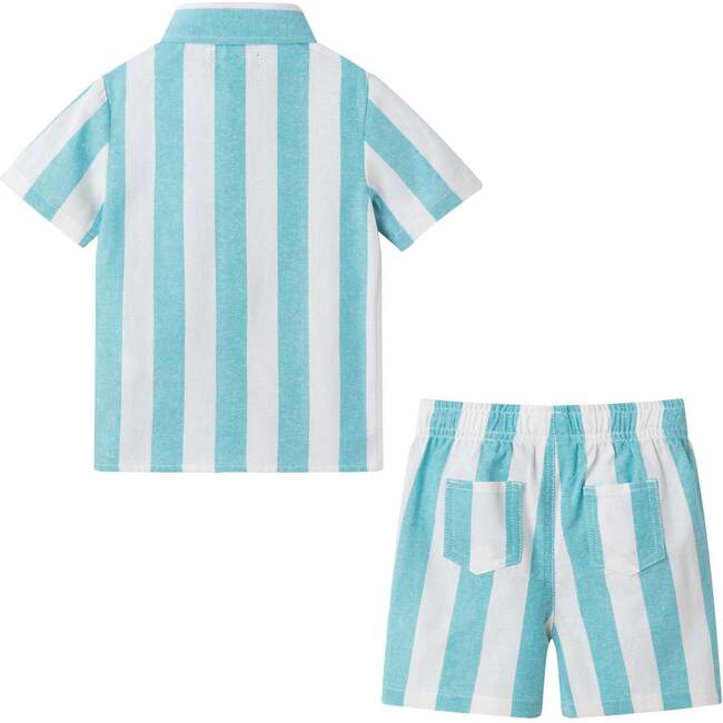Infant Boys Airy Oxford Set, Green Stripe - Mixed Apparel Set - 5