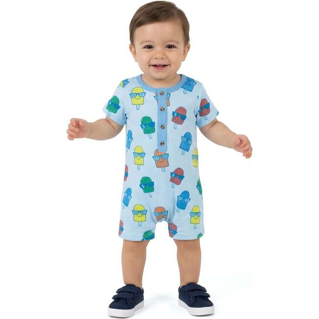 Infant Boys Henley Romper & Bib Set, Blue Ice-Pops - Mixed Apparel Set - 7