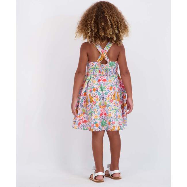 Girls Textured Cotton Poplin Dress, Pink Cheetah - Dresses - 3