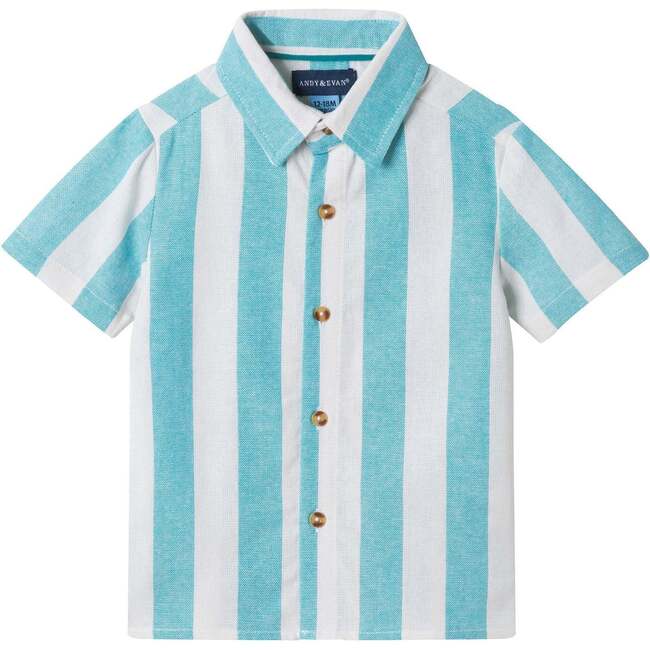 Infant Boys Airy Oxford Set, Green Stripe - Mixed Apparel Set - 6