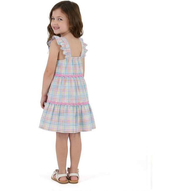 Girls Tiered Dress, Pastel Plaid - Dresses - 3