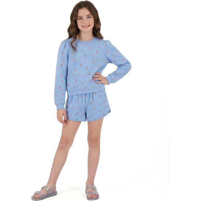 Tween Girls Crewneck Sweatshirt & Short Set, Cherry Print - Mixed Apparel Set - 10