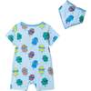 Infant Boys Henley Romper & Bib Set, Blue Ice-Pops - Mixed Apparel Set - 9