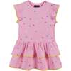Girls Pink Rib Tiered Dress, Bunny Garden - Dresses - 1 - thumbnail