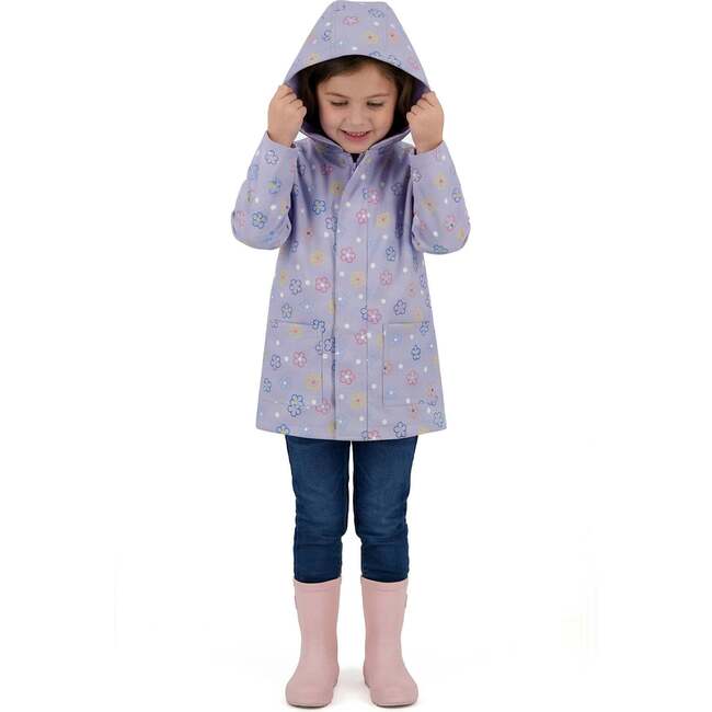 Girls Rain Coat, Multicolor Floral - Raincoats - 4
