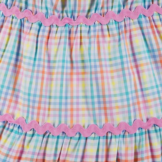 Girls Tiered Dress, Pastel Plaid - Dresses - 6