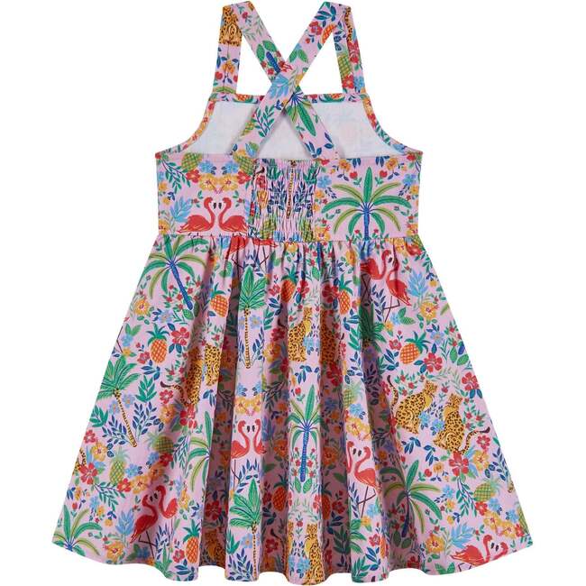 Girls Textured Cotton Poplin Dress, Pink Cheetah - Dresses - 6