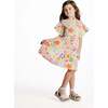 Girls Printed Rib Dress, Multicolor Floral - Dresses - 3