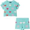 Girls Heart Crochet Set, Aqua Hearts - Mixed Apparel Set - 1 - thumbnail