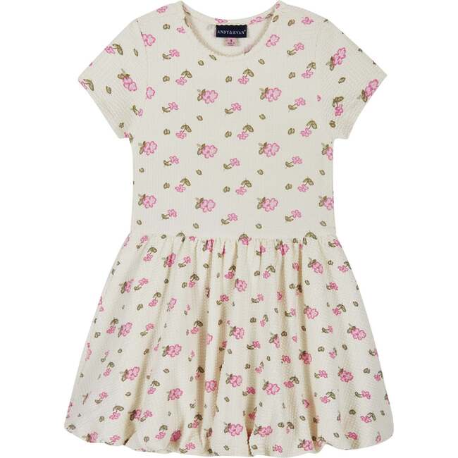 Girls Knit Seersucker Bubble Dress, Blush Floral