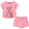 Girls French Terry Top & Short, Glitter Cheetah - Mixed Apparel Set - 1 - thumbnail