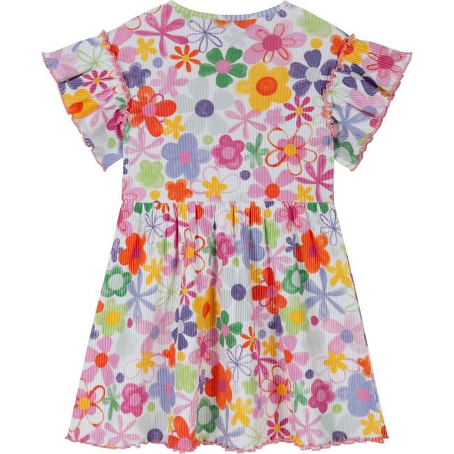 Girls Printed Rib Dress, Multicolor Floral - Dresses - 5