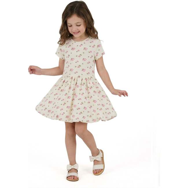 Girls Knit Seersucker Bubble Dress, Blush Floral