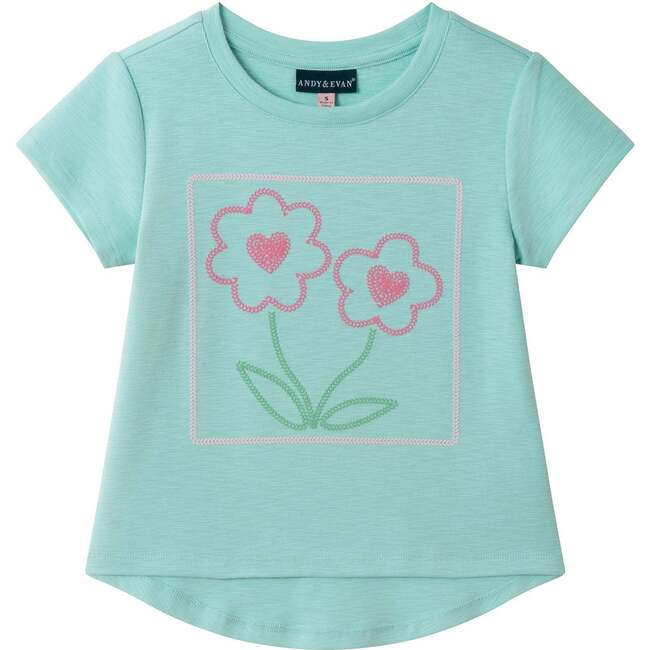 Girls Emroidered Tee, Sparkle Bloom