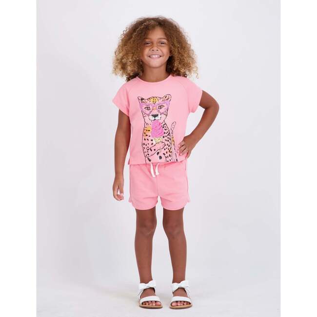 Girls French Terry Top & Short, Glitter Cheetah