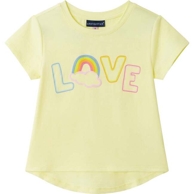Girls Emroidered Tee, Rainbow Love