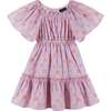 Girls Flutter Sleeve Seersucker Dress, Pink Bow - Dresses - 1 - thumbnail