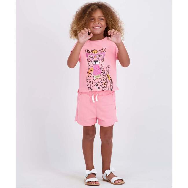 Girls French Terry Top & Short, Glitter Cheetah - Mixed Apparel Set - 3