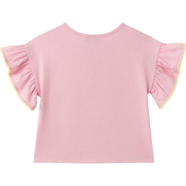 Girls Flutter Sleeve Graphic Tee, Pink Bunny