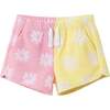 Girls Colorblocked Terry Short, Pink Floral - Shorts - 1 - thumbnail