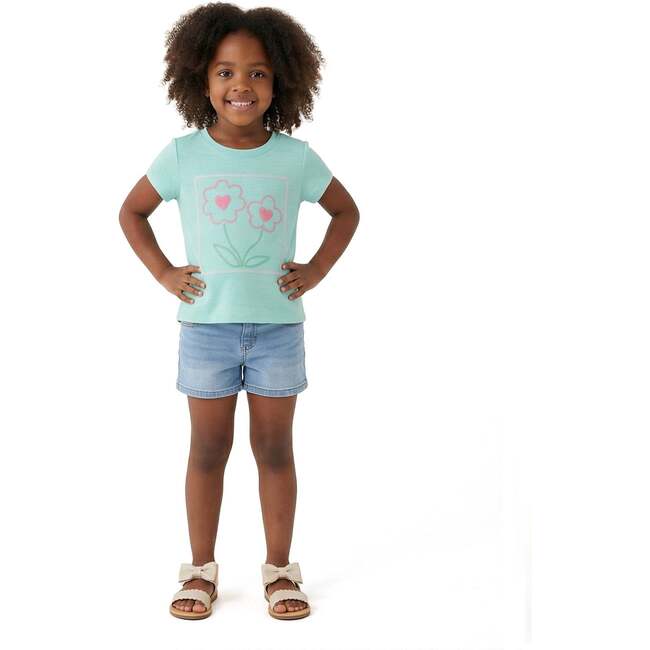 Girls Emroidered Tee, Sparkle Bloom