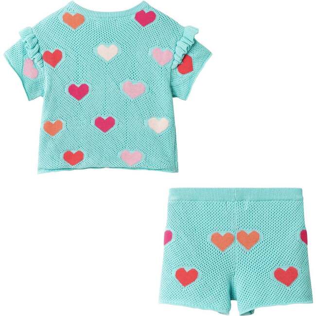 Girls Heart Crochet Set, Aqua Hearts - Mixed Apparel Set - 6