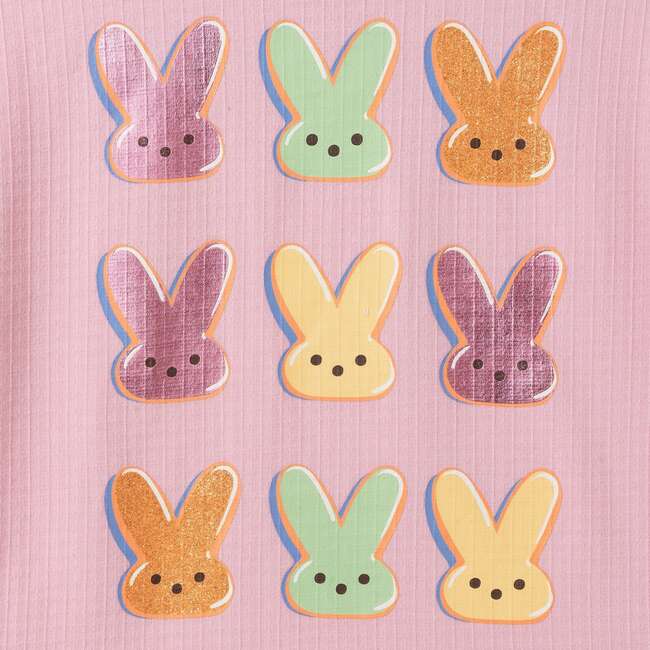 Girls Flutter Sleeve Graphic Tee, Pink Bunny - T-Shirts - 3