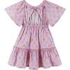 Girls Flutter Sleeve Seersucker Dress, Pink Bow - Dresses - 2