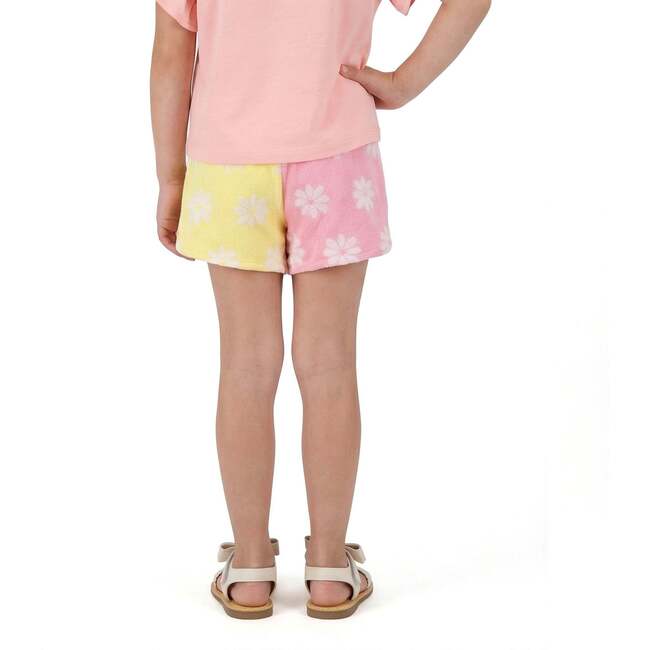 Girls Colorblocked Terry Short, Pink Floral - Shorts - 3