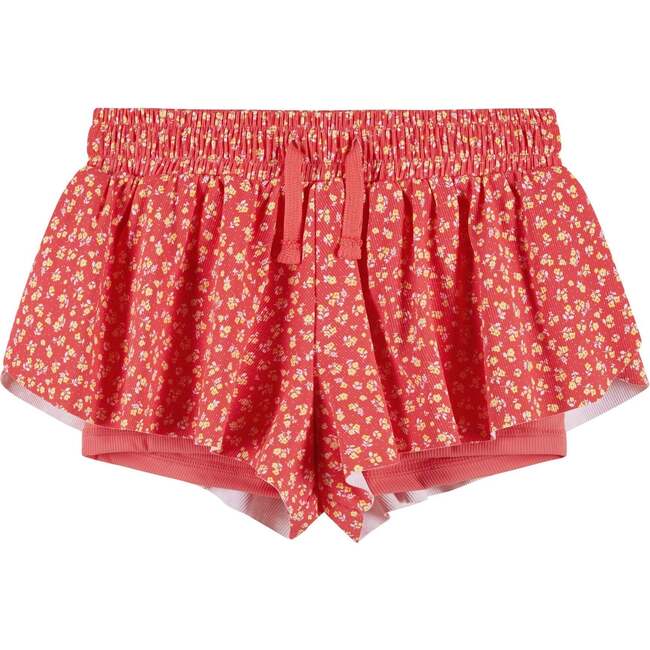 Girls Athletic Short, Orange Floral