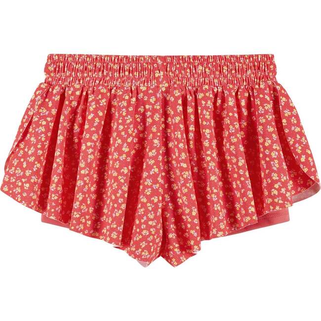 Girls Athletic Short, Orange Floral